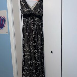 Black and Gray Patterned Maxi Dress